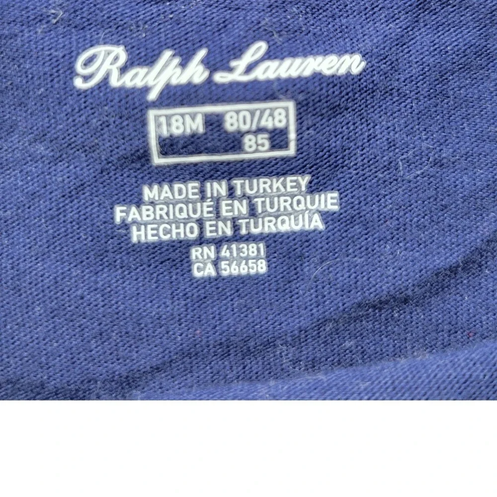 Ralph Lauren Polo Bear Basketball Colorblock T-Shirt Navy Blue 18M